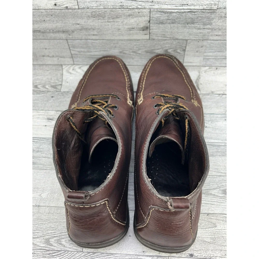 Orvis Men Brown Leather Moc Toe Chukka Boots Lace Up Ankle Shoes Size 12M
